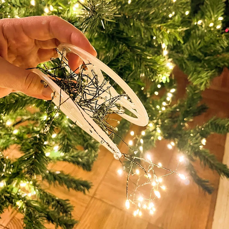 Outdoor Remote Control Copper Wire Lights — Starry Sky & Flower Wreath Decorative String Lights for Christmas & Holidays