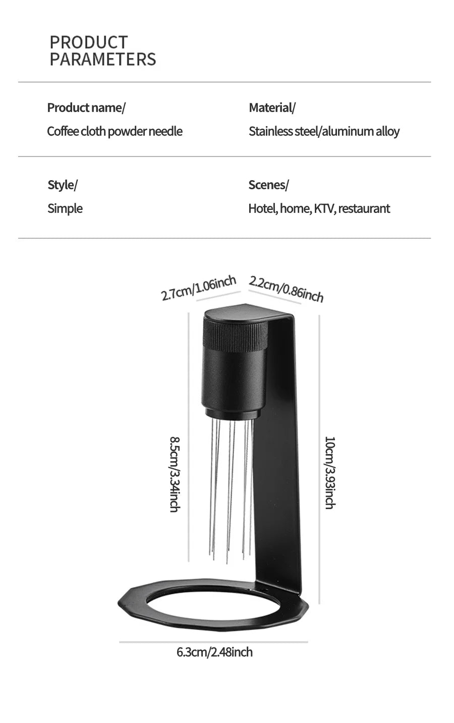 WDT Espresso Coffee Stirrer Tool with 8 Needles & Magnetic Stand – Barista Coffee Distribution Tool