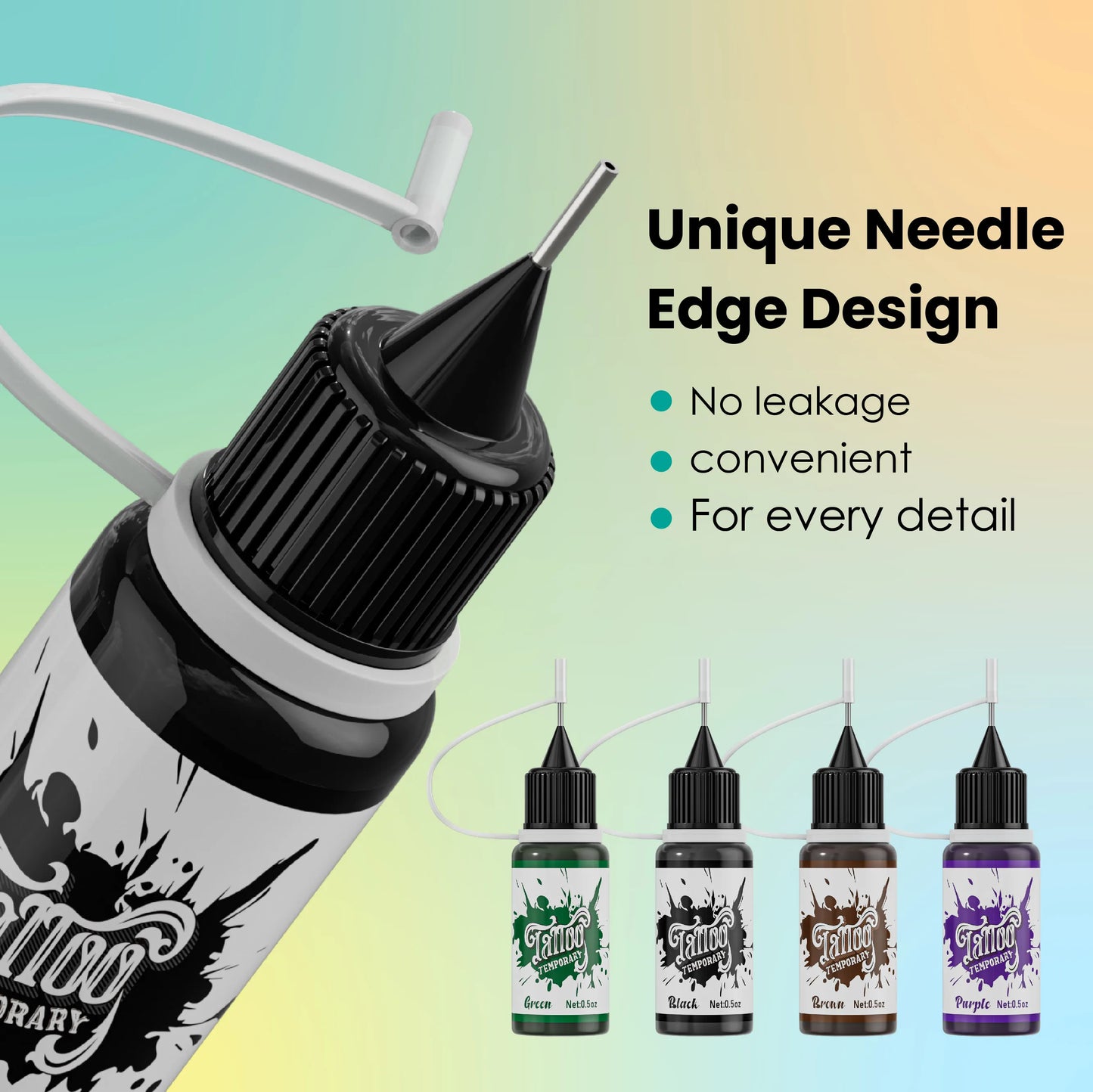 Temporary Tattoo Kit — 7 Mixed Color Pastes with 6 Stencil Designs, Easy-to-Use Henna Semi-Permanent Tattoo Set