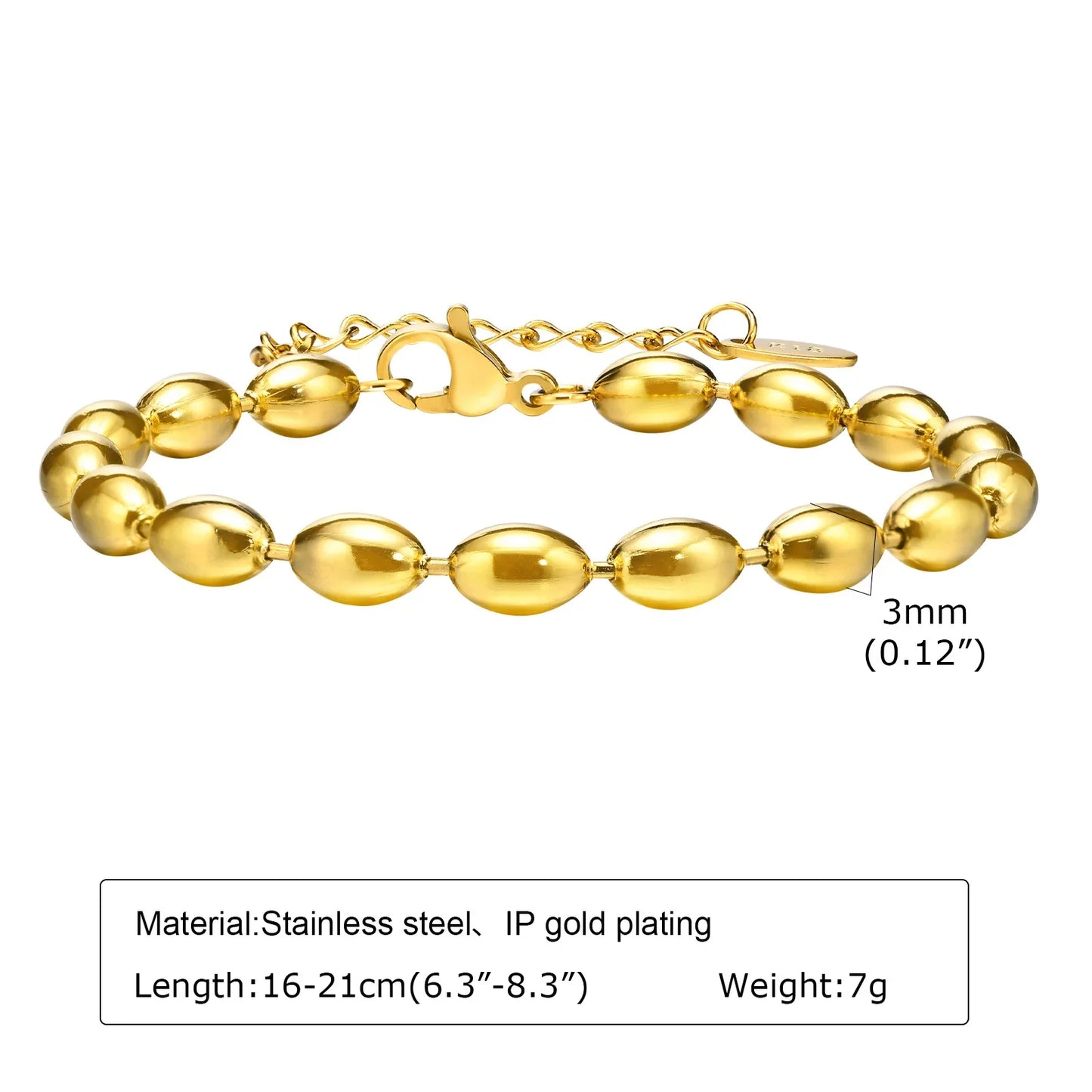 Women's Chunky Gold Plated Stainless Steel Link Chain Bracelet – Waterproof Layered Wristband Jewelry