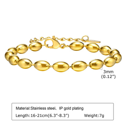 Women's Chunky Gold Plated Stainless Steel Link Chain Bracelet – Waterproof Layered Wristband Jewelry