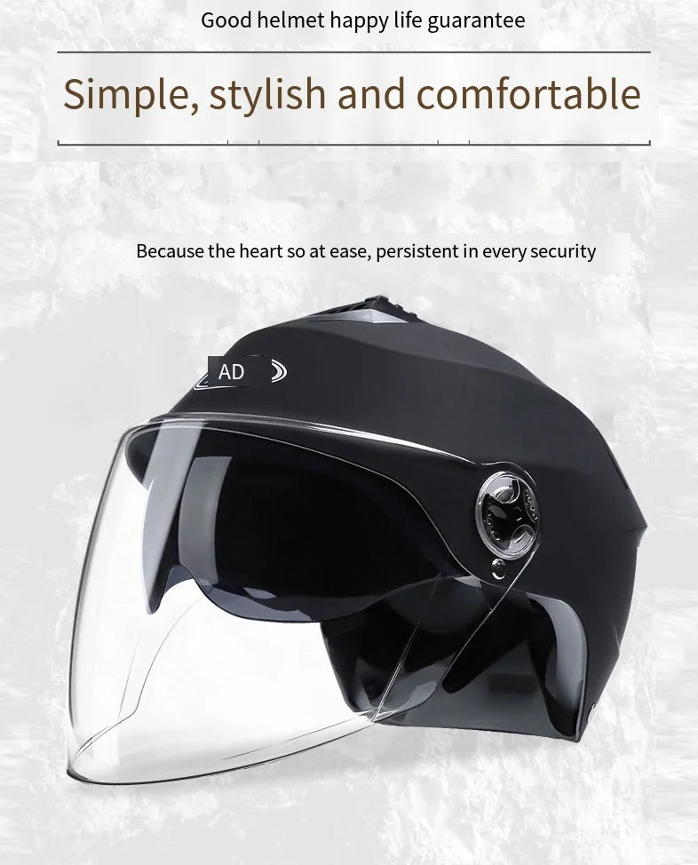 Motorcycle Helmet with LED Lights – Double Visor Moped Helmet for Men & Women, Electric Scooter & Bicycle Light, Rechargeable