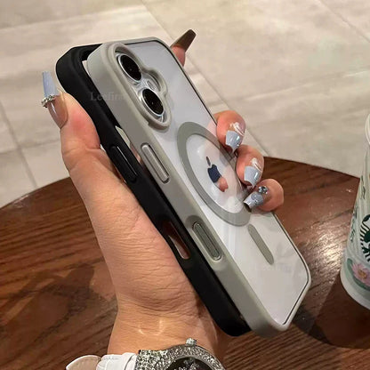 Acrylic Magnetic Clear iPhone Case – Hard Back Cover with MagSafe Wireless Charging, Pink, Fits iPhone 11-16 Pro Max & Plus