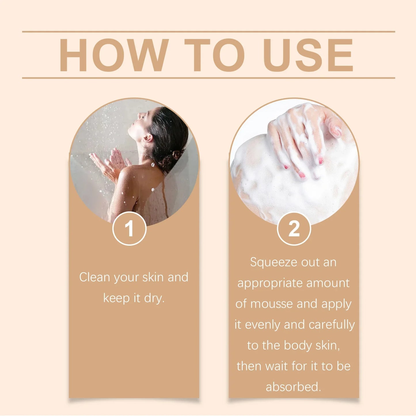 Body Self Tanning Mousse — Quick Natural Bronze Tan Foam for Face & Body, Sunless Fake Tan Bronzer