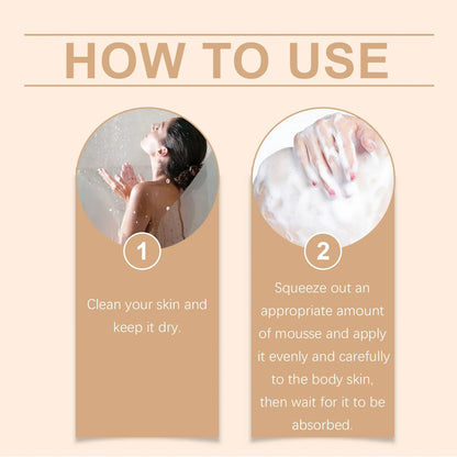 Body Self Tanning Mousse — Quick Natural Bronze Tan Foam for Face & Body, Sunless Fake Tan Bronzer