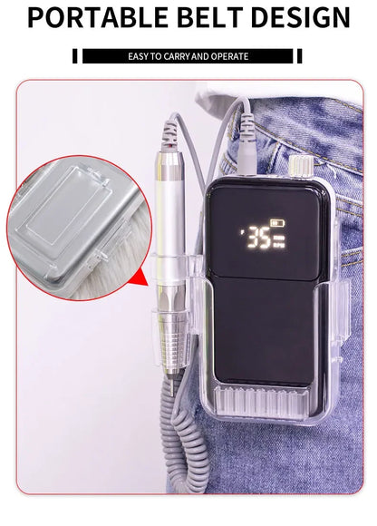 New 85W Electric Nail File – Cordless Professional Brushless Nail Drill Machine with 35000 RPM