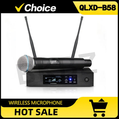 QLXD4 Beta58A Wireless Microphone — 500/600MHz UHF Professional Handheld Mic for Stage, Karaoke & Singing Performance