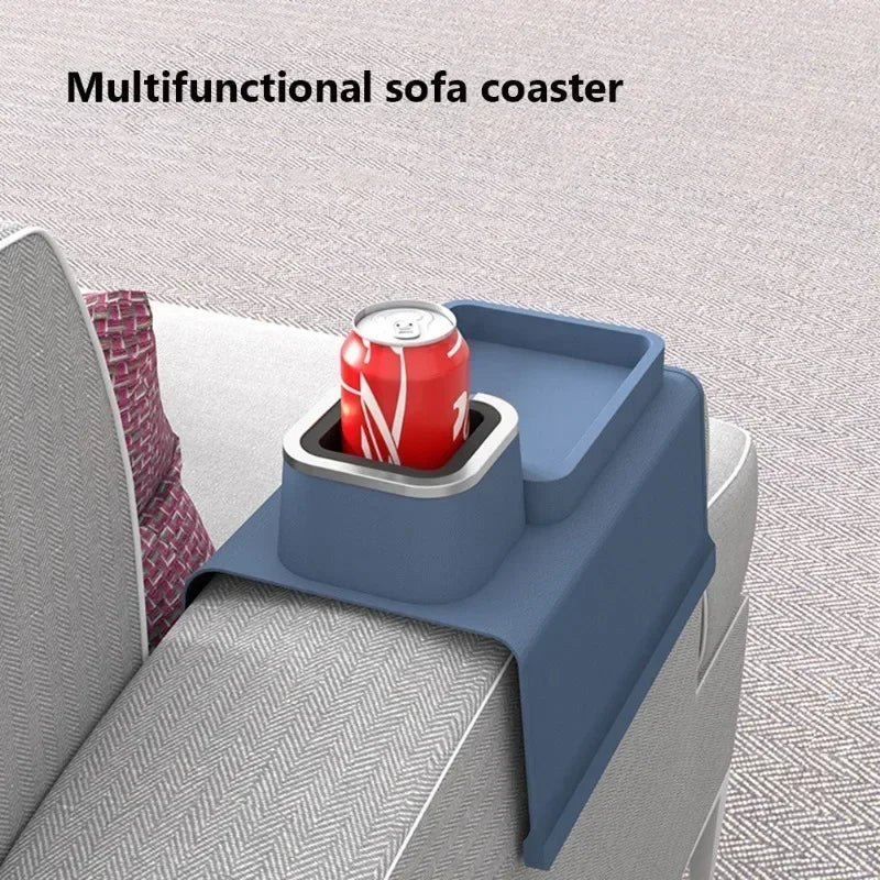 Anti-Slip Cup Holder Sofa Armrest Tray – Silicone Organizer for Recliner, Couch, and Remote Control