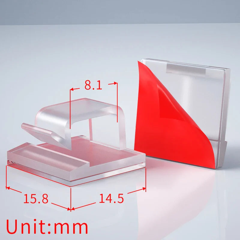 20/50/100PCS Transparent Adhesive Cable Clamps – Organizer Clamps for Office & Home Use
