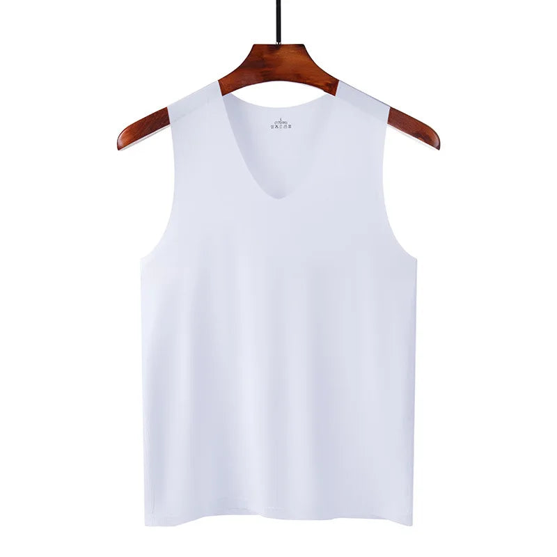 Men’s Silk Seamless Tank Top – Sleeveless Sport Vest Casual Gym Undershirt for Summer Comfort Wear