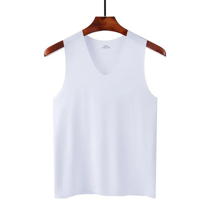 Men’s Silk Seamless Tank Top – Sleeveless Sport Vest Casual Gym Undershirt for Summer Comfort Wear