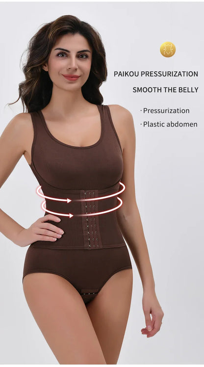 Bodysuit Shapewear – Double Breasted Tummy Control Body Shaper, Postpartum Slimming Waist Trainer & Comfort Corset for Flat Belly