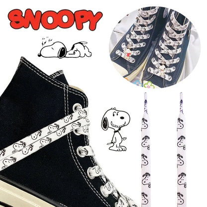Snoopy Thick Flat Shoelaces – Non-Elastic Athletic & Casual Sneaker Accessories
