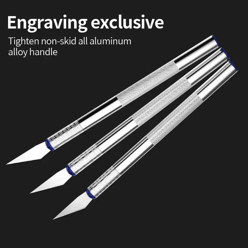 13PCS Metal Scalpel Knife Set – Portable Blue Box with 3 Handles & 10 Blades for Precision Carving, DIY & Repair Tools