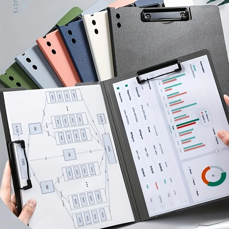 A4 Document Folder with Clipboard Cover – Business & School Paper Organizer File Holder Stationery Office Supplies