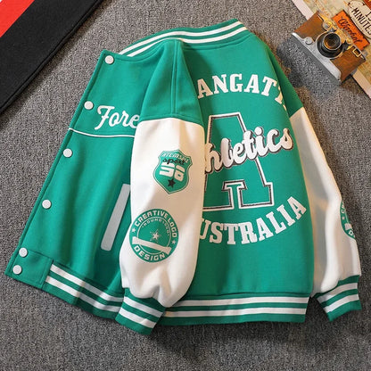 Autumn Baseball Jacket for Teens - Quilted Cotton Bomber Coat for Boys & Girls, Kids Jacket for Fall
