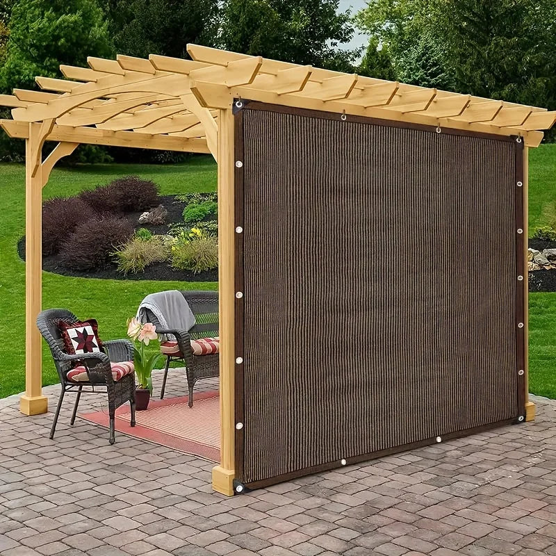Durable Brown UV Protection Canopy Sun Shade Net – Outdoor Waterproof Shade Cloth for Travel, Picnic, Garden & Pool Use (Multiple Sizes)