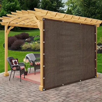 Durable Brown UV Protection Canopy Sun Shade Net – Outdoor Waterproof Shade Cloth for Travel, Picnic, Garden & Pool Use (Multiple Sizes)