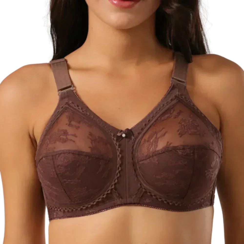 Women's Lace Minimizer Bra - Plus Size Unlined Full Coverage Wireless Bra with Adjustable Straps