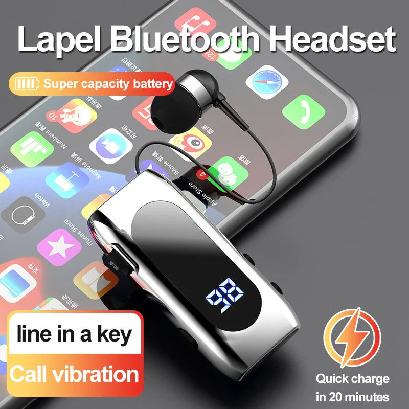 K65 K55 Lavalier Bluetooth 5.2 Headphones - 20 Hours Talk/Music Time, Noise Cancelling, LED Digital Display Wireless Headset