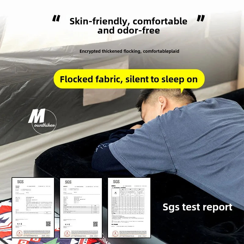 MOUNTAINHIKER 2025 Inflatable Air Mattress – PVC Glamping Sleeping Mat with Built-in Pump for 1-3 Persons