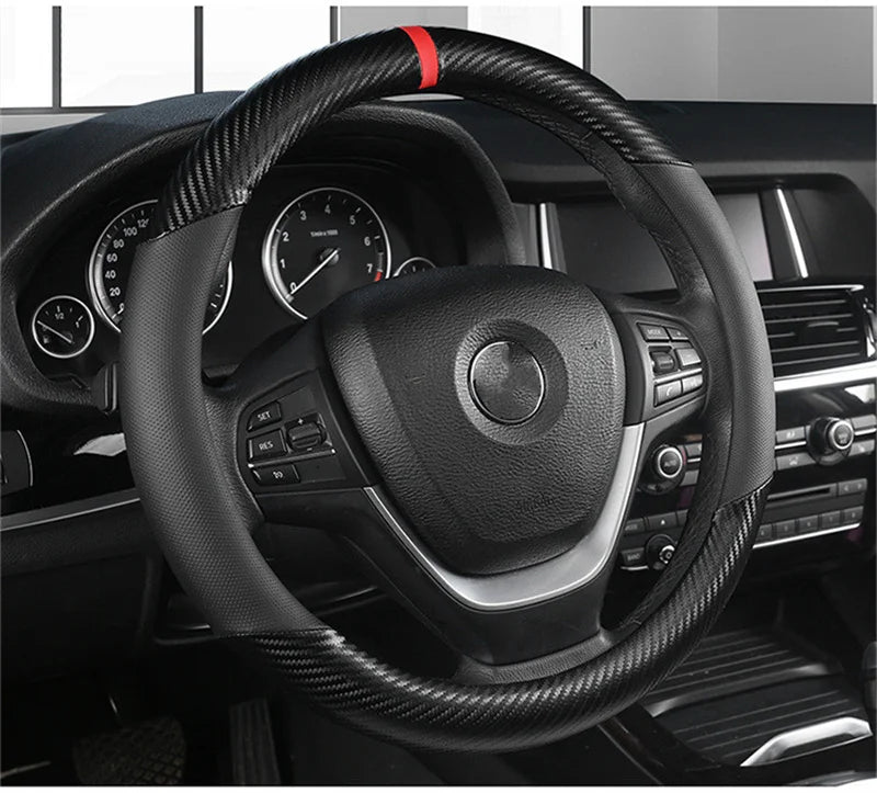 Fashion Universal Car Steering Wheel Cover — Breathable, Anti-Slip, 37-38cm Car Accessory