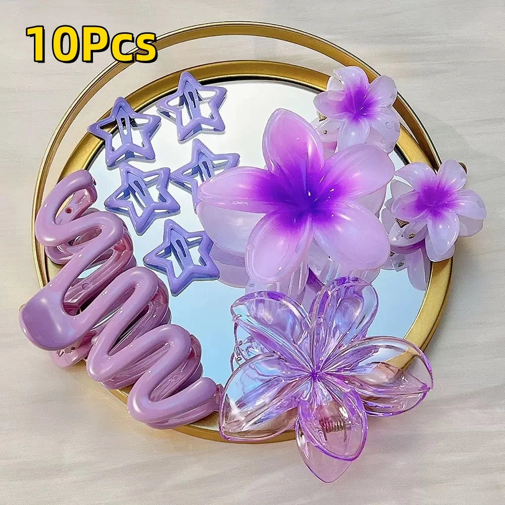 18Pcs Egg Flower Hair Clips | Gradient Candy Color Flowers, Shark Clips for Daily Ponytail Styling