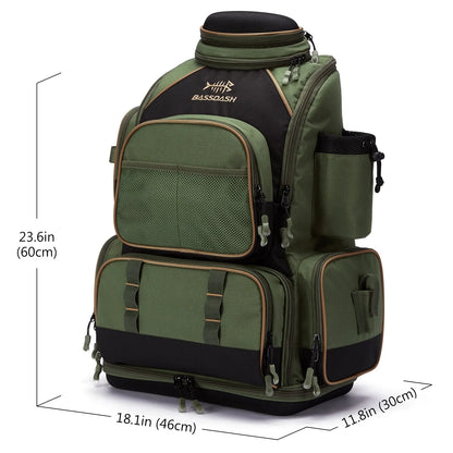 Bassdash Multifunctional Fishing Tackle Backpack - Lightweight Tactical Soft Tackle Box with Protective Rain Cover
