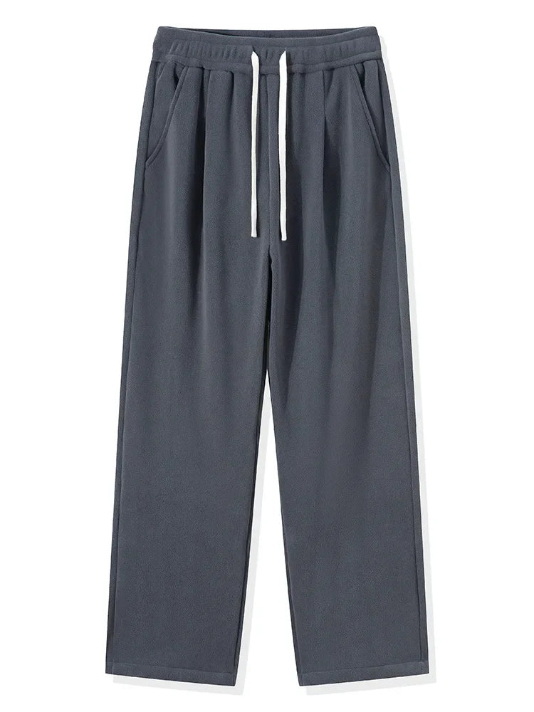 Winter Men’s Korean Fashion Fleece Sweatpants – Thick Warm Wide Leg Loose Thermal Track Pants