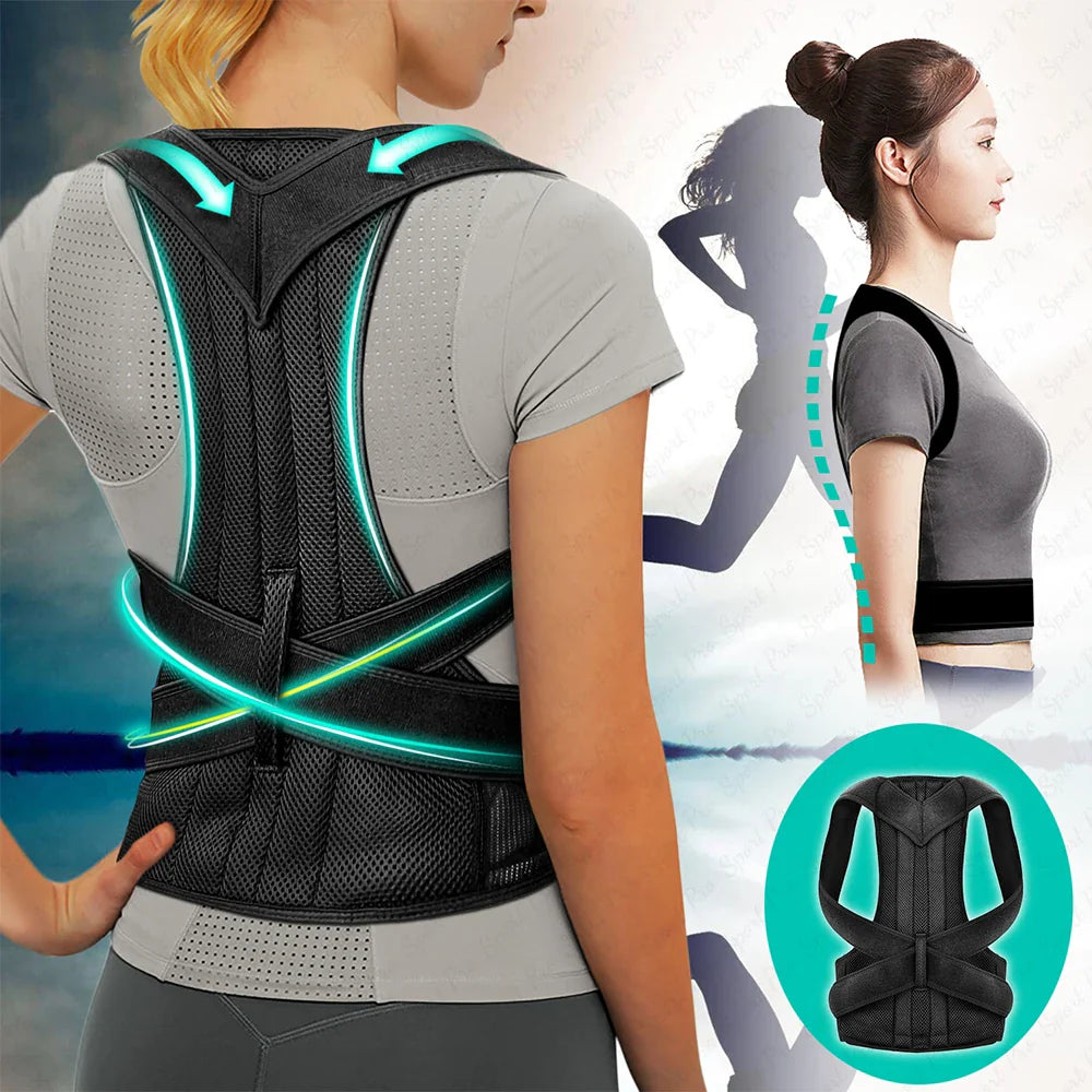 Adjustable Back & Shoulder Posture Corrector Belt — Clavicle & Spine Support Brace for Upper & Lower Back Pain Relief and Body Reshaping
