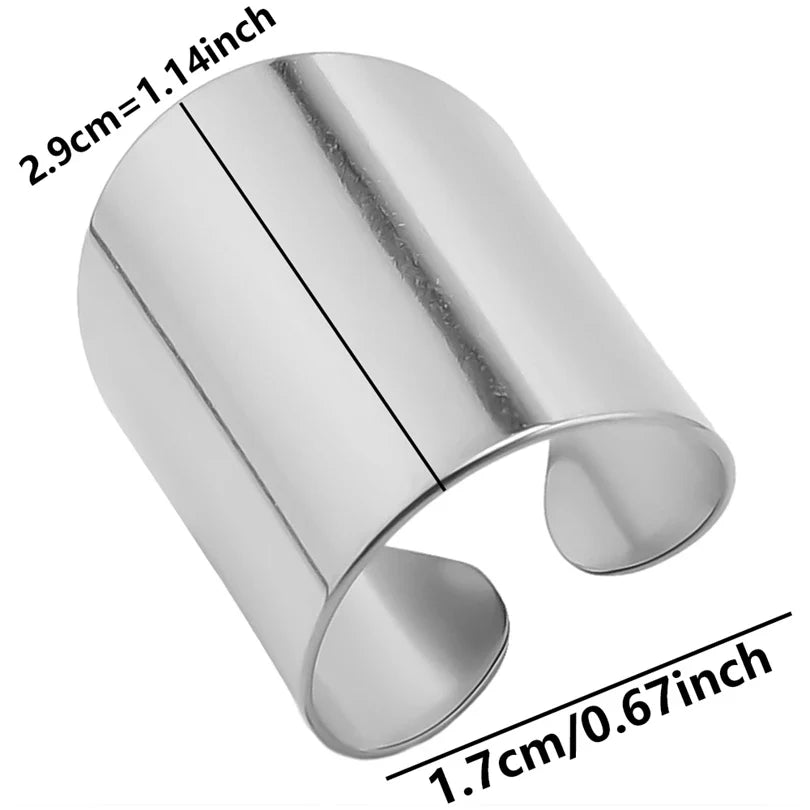 Stainless Steel Chunky Open Ring — Textured Vintage Lava Design for Men & Women