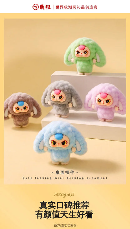 10PCS Cartoon Baby Three Flocking Blind Box – Cute DIY Doll Keychains & Desktop Decorations, Kids’ Small Ornaments Gift