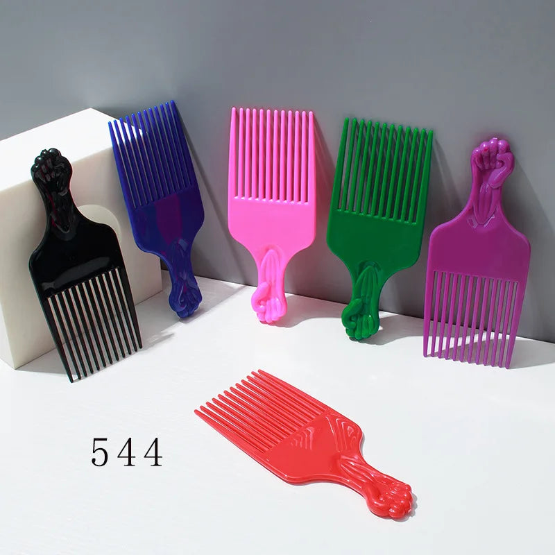 Wide Teeth Hair Pick Comb – Plastic Fork Brush for Curly Afro Hair, Styling Tool for Detangling & Volume