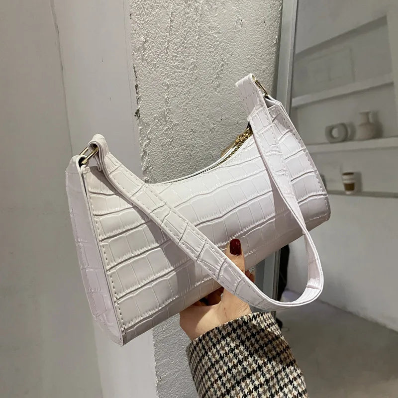 Retro Alligator Pattern PU Leather Handbag for Women – Small Shoulder & Clutch Tote Purse