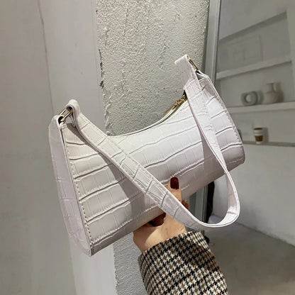 Retro Alligator Pattern PU Leather Handbag for Women – Small Shoulder & Clutch Tote Purse