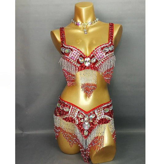 Sexy Girl Belly Dance Costume Set – Bra & Belt Set in 10 Colors for Ladies Bellydancing