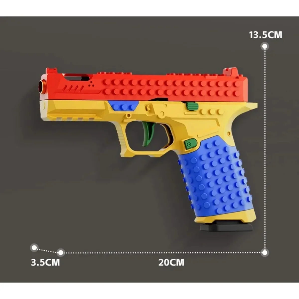 Building Block Toy Gun - Continuous Firing Shell Throwing Pistol with Blowback Design for Outdoor Play & Collectors