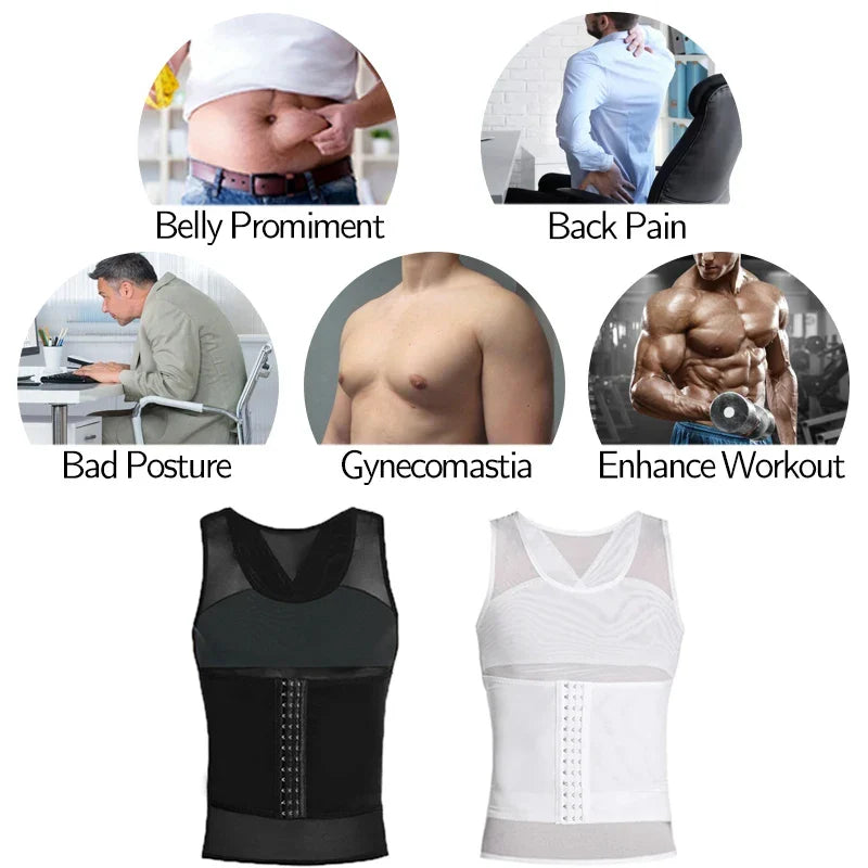 Men’s Compression Body Shaper Vest — Tummy Slimming Abdomen Sheath Corset Waist Trainer Fajas Top