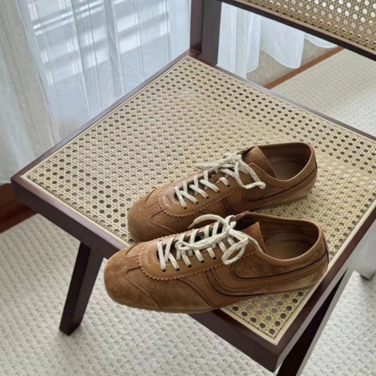 Women’s 2024 Genuine Leather Sneakers – Casual Spring Flat Training Shoes for Ladies