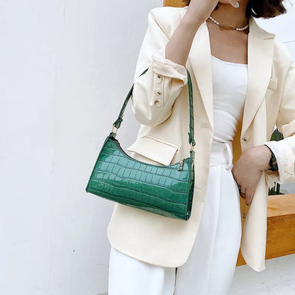 Retro Alligator Pattern PU Leather Handbag for Women – Small Shoulder & Clutch Tote Purse