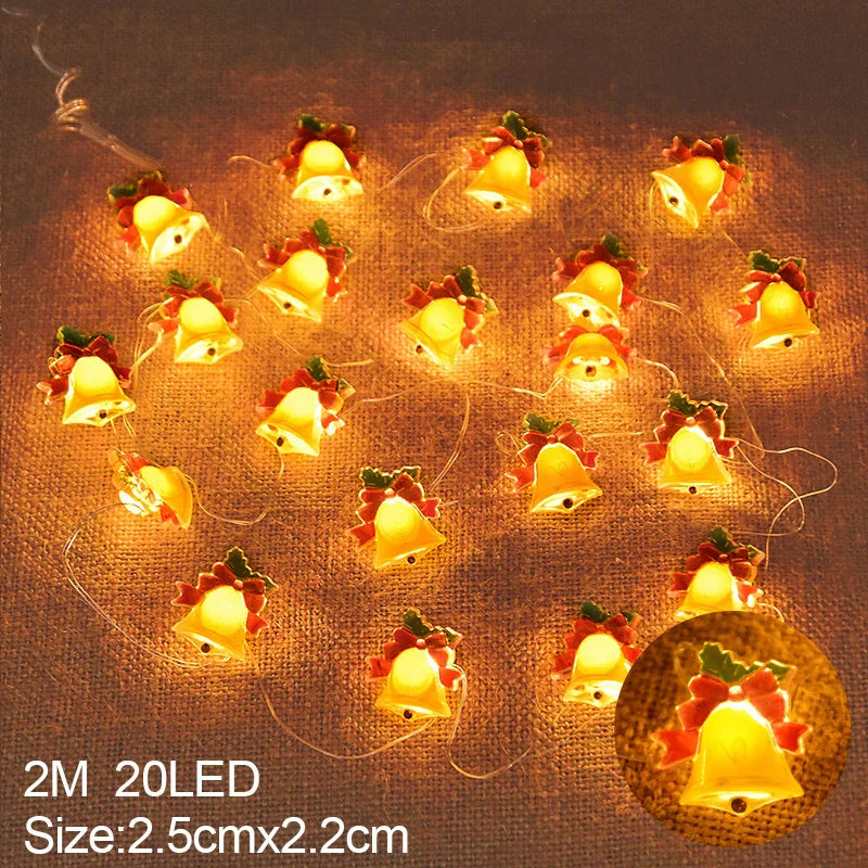 2M 20LED Santa Claus & Snowflake Light String – Christmas Decoration for Home, Xmas Tree, Kids Gift, and New Year 2025