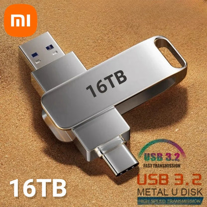 Xiaomi 16TB USB 3.2 Flash Drive — Super High-Speed Metal U Disk, Waterproof Type-C SSD Pen Drive
