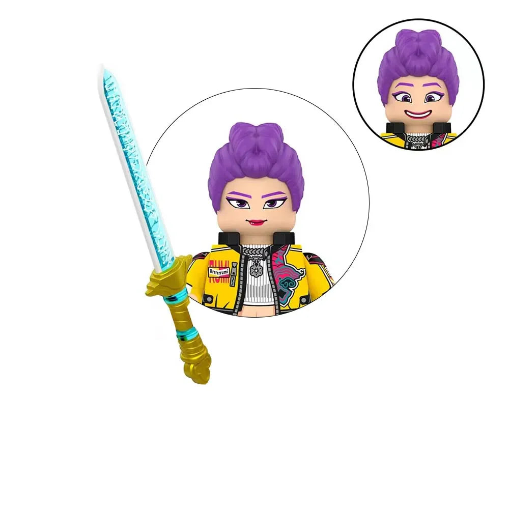 WM6228 K-Pop Demon Hunters Mini Building Blocks — Kawaii Cartoon Action Figure Assembly Toy