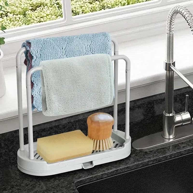 Detachable Kitchen & Bathroom Dishcloth Holder – Sink Sponge Rack & Scrubber Brush Organizer Shelf