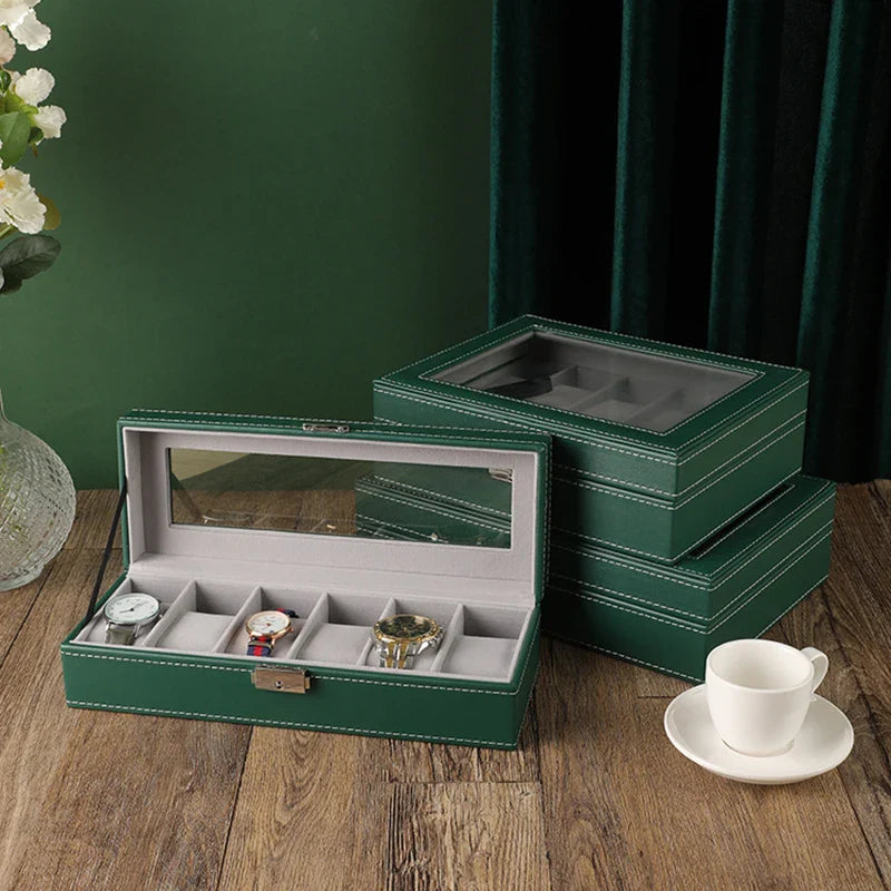 Handmade Luxury Wooden Watch Box – 6/10/12 Grid Display Case & Jewelry Organizer for Watches