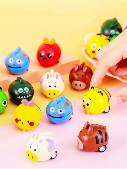 6pcs Cartoon Pet Pull-Back Car Toys – Kids Sports Toy Set, Birthday Party Favors & Pinata Gifts