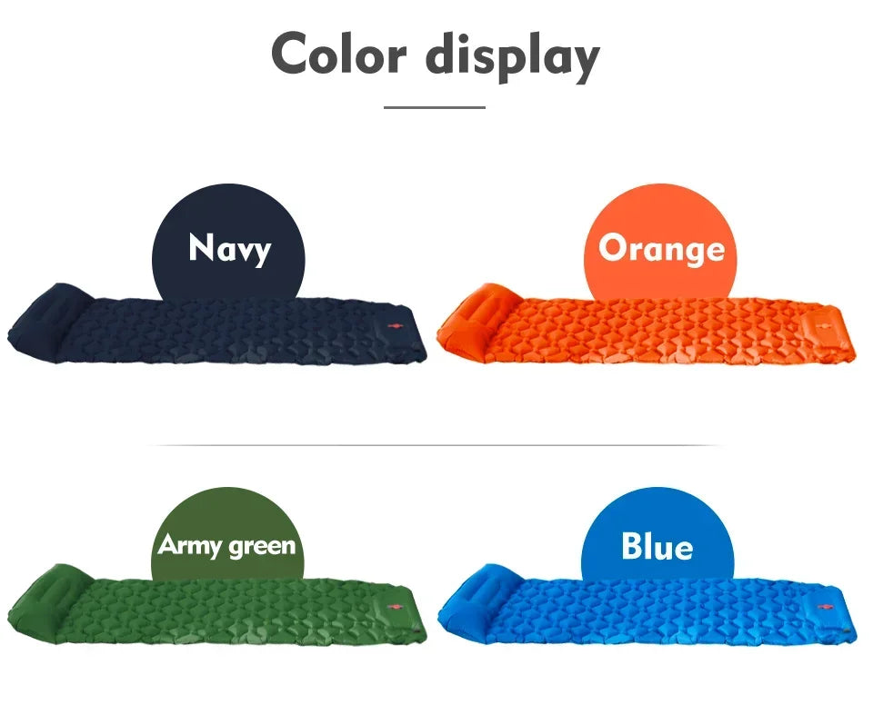 Outdoor Sleeping Pad - Camping Inflatable Mattress with Pillows - Ultralight Travel Mat for Hiking and Trekking