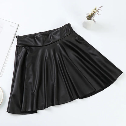 Women’s High Waist Mini Skirt — Elastic Faux Leather Short Skirt
