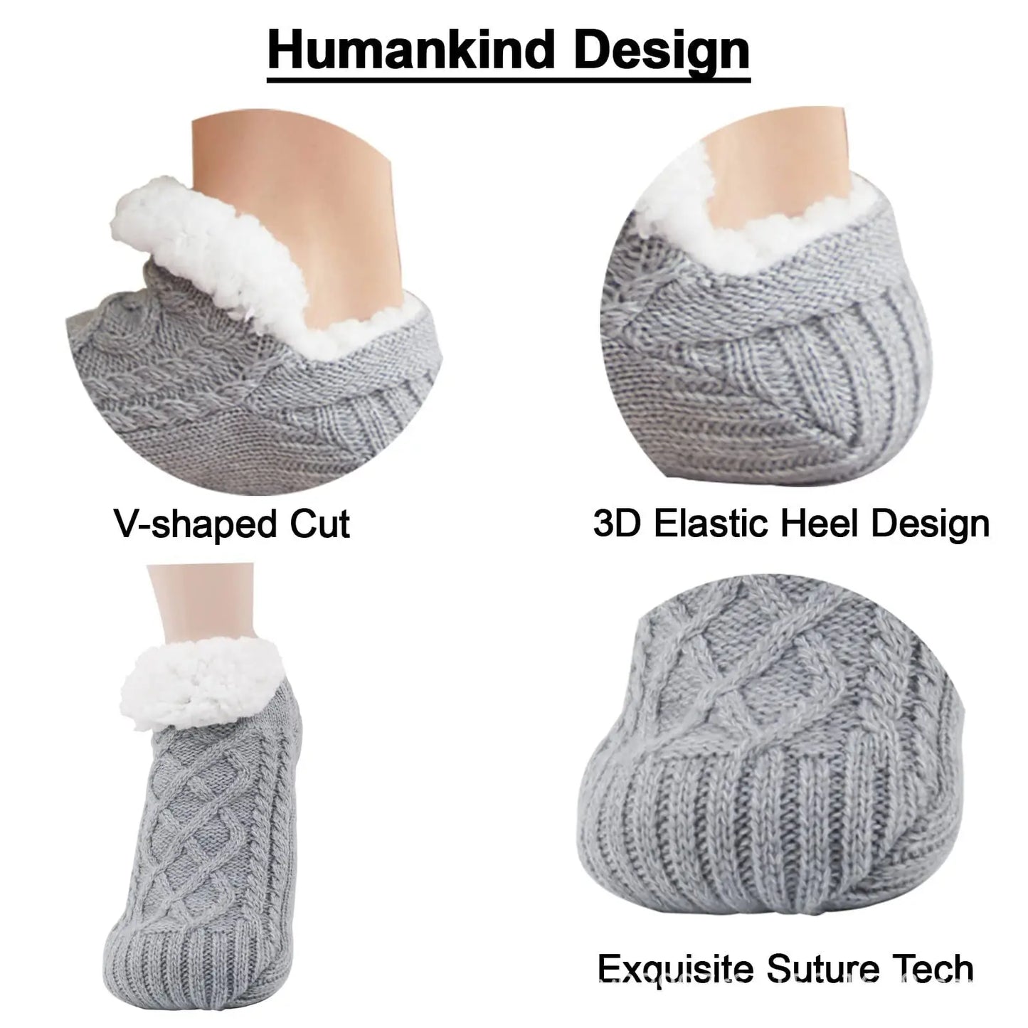 Men's Thermal Slipper Socks - Warm Short Cotton Socks for Winter, Thickened Non-Slip Grip Fuzzy Floor Socks