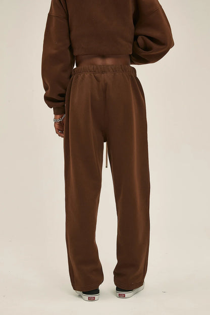 Straight-Lined Solid Color Cashmere Sweatpants – Soft Cozy Lounge Pants